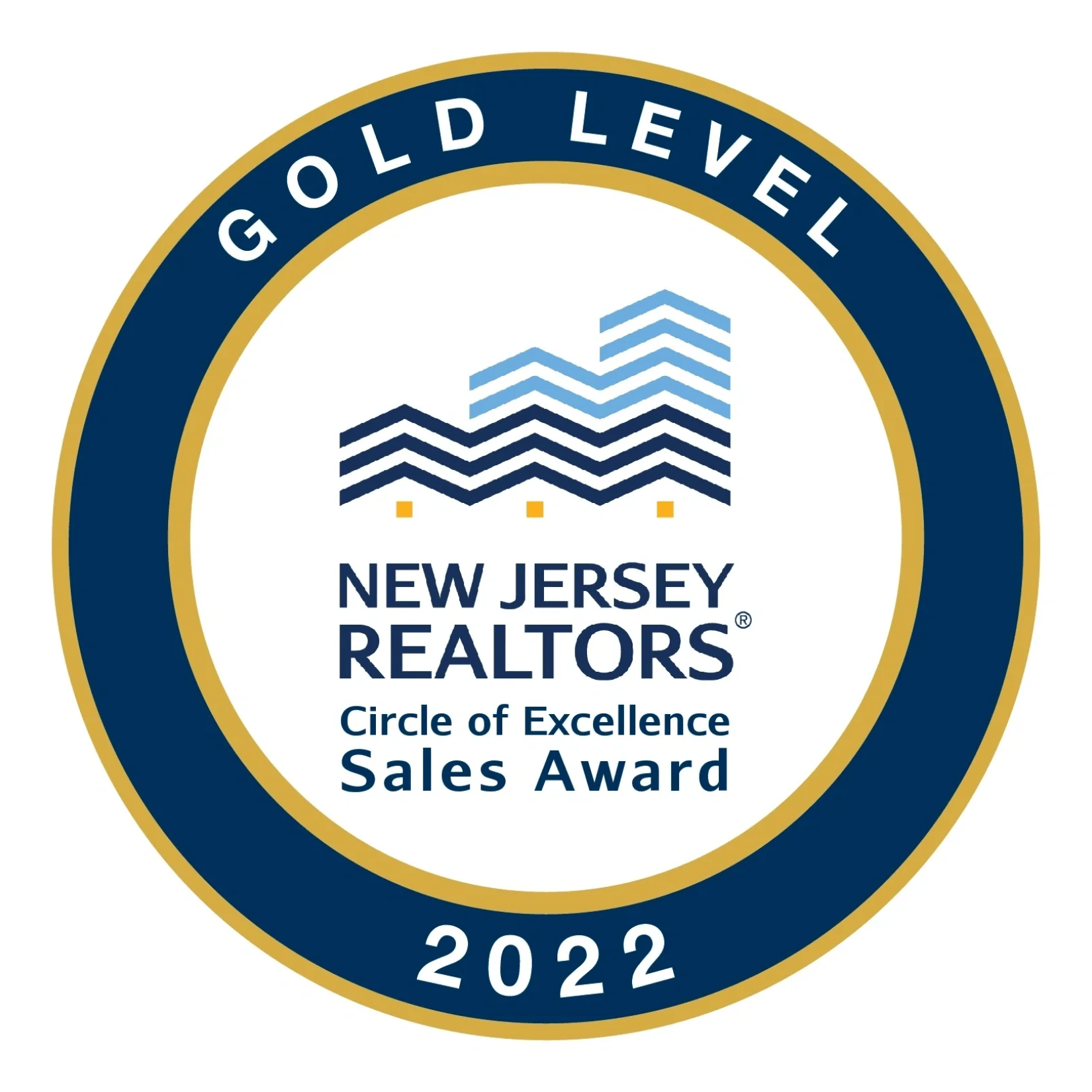 NJ Realtors Circle of Excellence Gold Level 2022 award badge