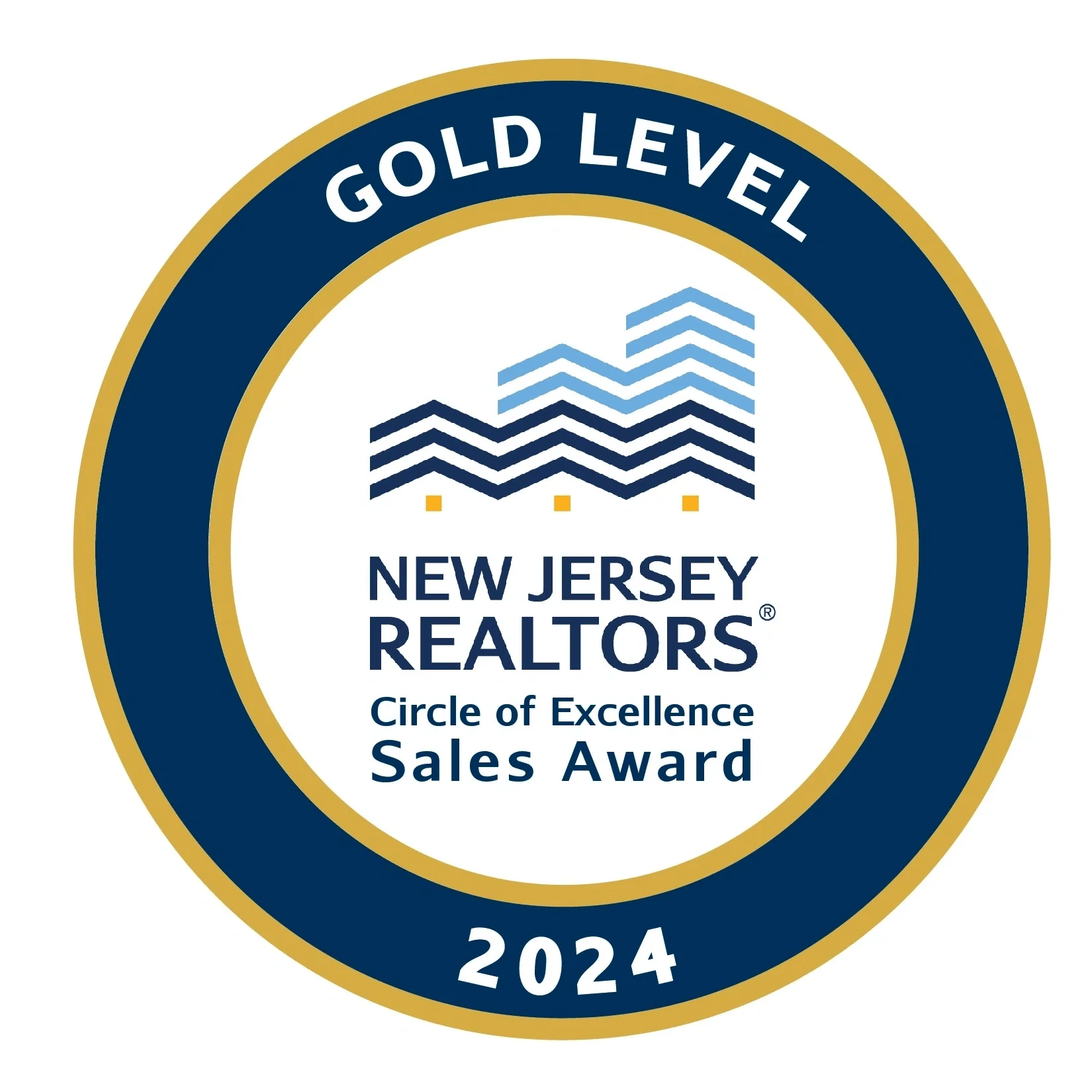 NJ Realtors Circle of Excellence Gold Level 2024 award badge