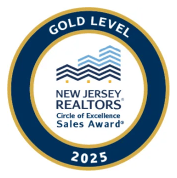 NJ Realtors Circle of Excellence Gold Level 2025 award badge